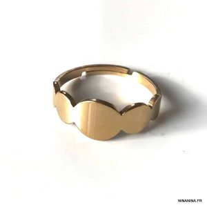 Bague en Acier doré géometrique femme reglable