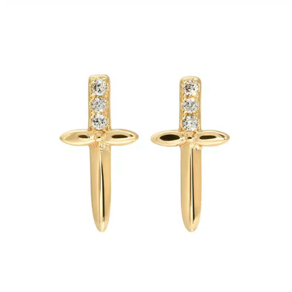 Boucle d’oreille épée plaqué or Zirconium noir – Image 8