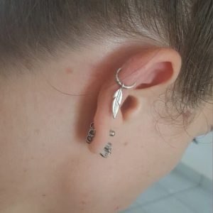 Boucle d’Oreille Cartilage Femme Plume Argent 925