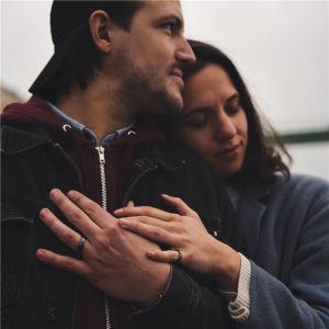 Bague duo couple Anneau 4 mm ou 8 mm Acier noir