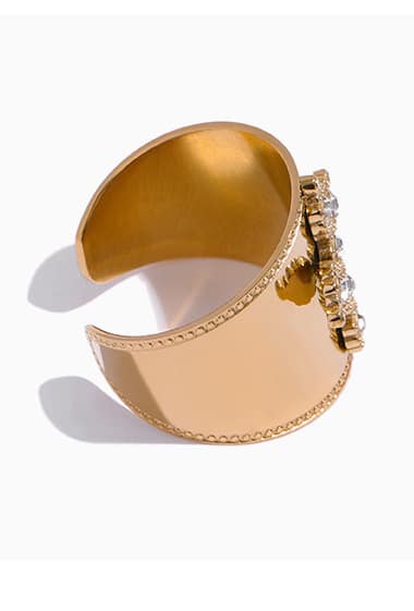 Bague croix femme Acier Inoxydable doré et zirconium – Image 6