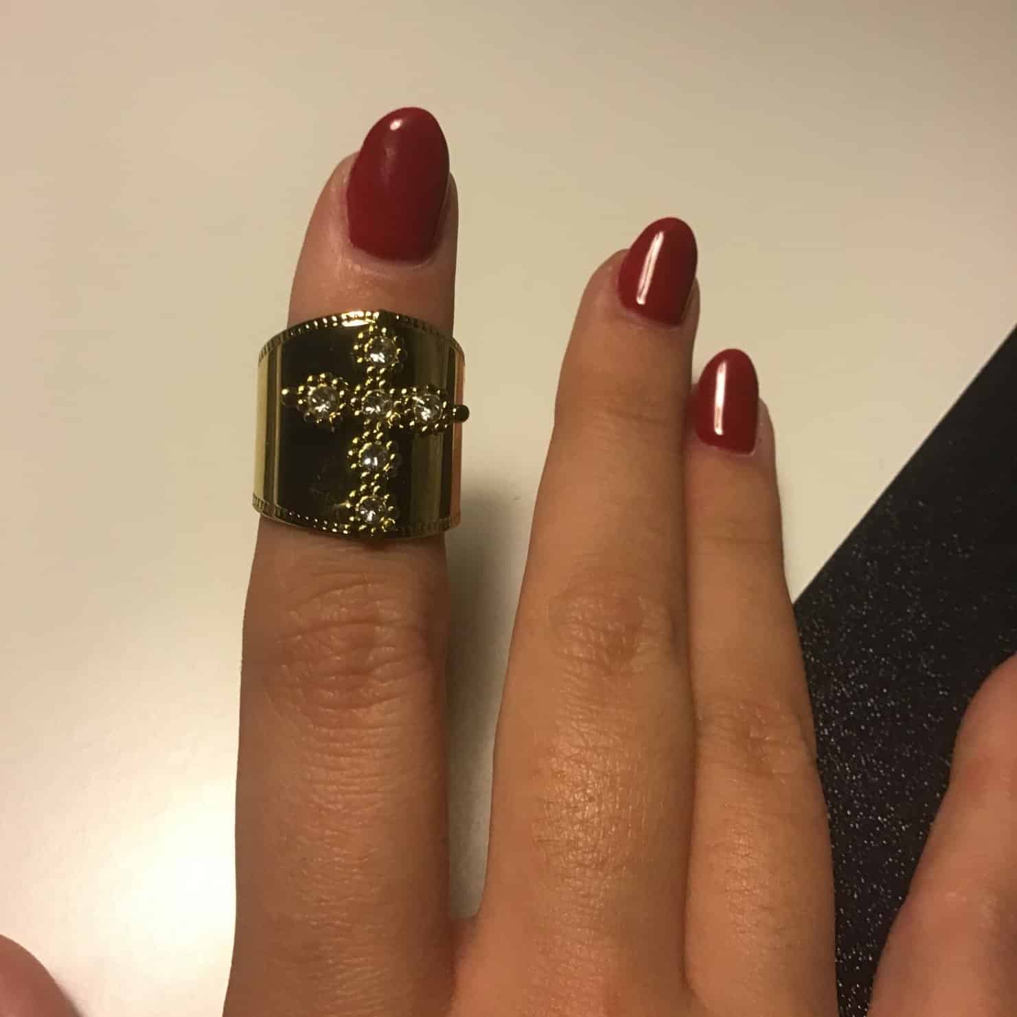 Bague croix femme Acier Inoxydable doré et zirconium – Image 8