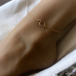 Bracelet double anneau Plaqué Or pour cheville