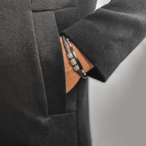 Bracelet cuir homme luxe tressé Acier Inoxydable