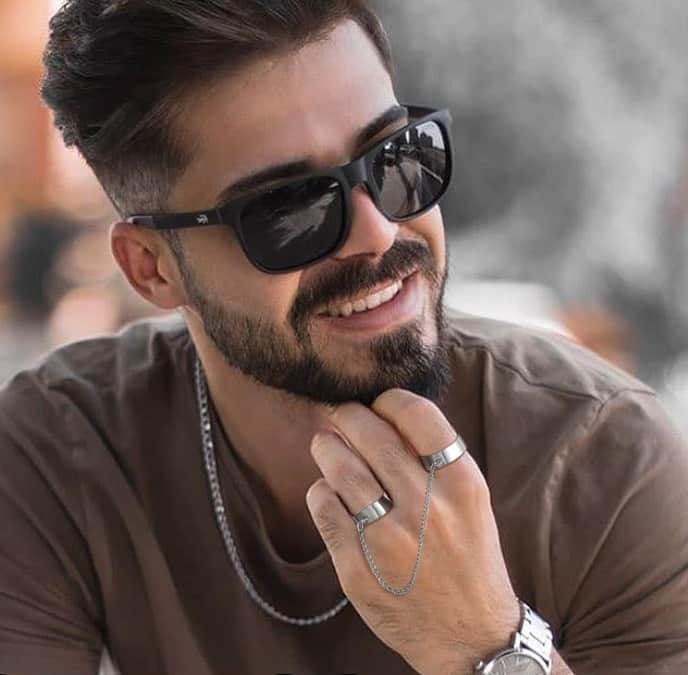 Bague avec chaine Homme deux doigts Acier Reglable – Image 4