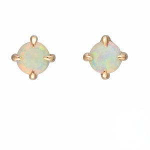 Boucles d&rsquo;oreilles Opale puces Argent 925 plaqué or