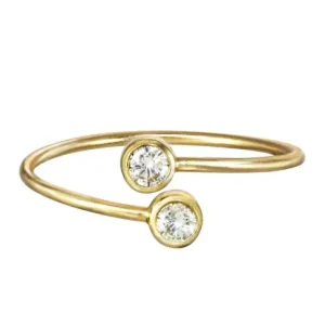 Bague double pierre oxyde zirconium Argent plaqué or