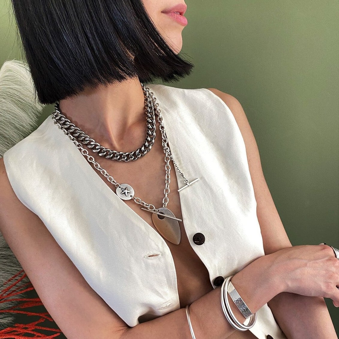 Collier Chaine Femme Grosse Maille Gourmette Acier Inoxydable – Image 6