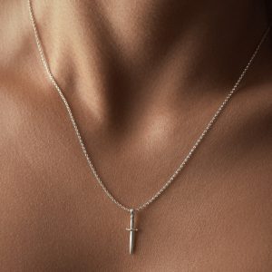 Collier Epée Femme Sur Chainette Argent 925 Massif
