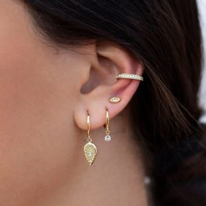 Ensemble Boucles d’Oreilles 2 trous Argent Plaqué Or