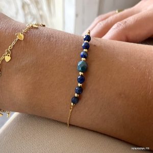 Bracelet pierre bleue Lapis Lazuli et cristal de bohème