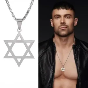 Collier étoile De David Acier Inoxydable argenté