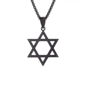 Collier Etoile David Acier Inoxydable noir Pour Homme