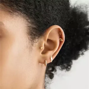 Ensemble De Boucles D’Oreilles 5 Trous Plaqué Or