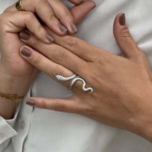 Bague serpent enroulé Acier argenté reglable pour femme