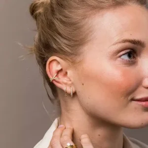 Boucles d’oreilles rectangulaires or sur argent zirconium