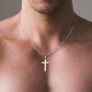 Collier croix jesus Acier inoxydable homme maille figaro