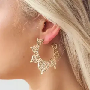 Boucles d&rsquo;Oreilles ajourées Créoles dorées bohème chic