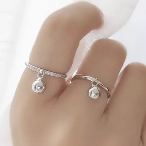 Bague Boule Argent PlaquĆ© et Strass Reglable Femme ā Image 3