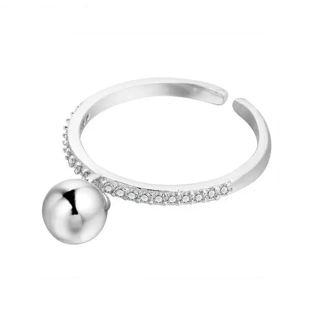 Bague Boule Argent PlaquĆ© et Strass Reglable Femme ā Image 6