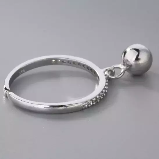 Bague Boule Argent PlaquĆ© et Strass Reglable Femme ā Image 8