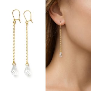 Boucles d&rsquo;oreilles gouttes swarovski Pendantes plaqué or Gold filled