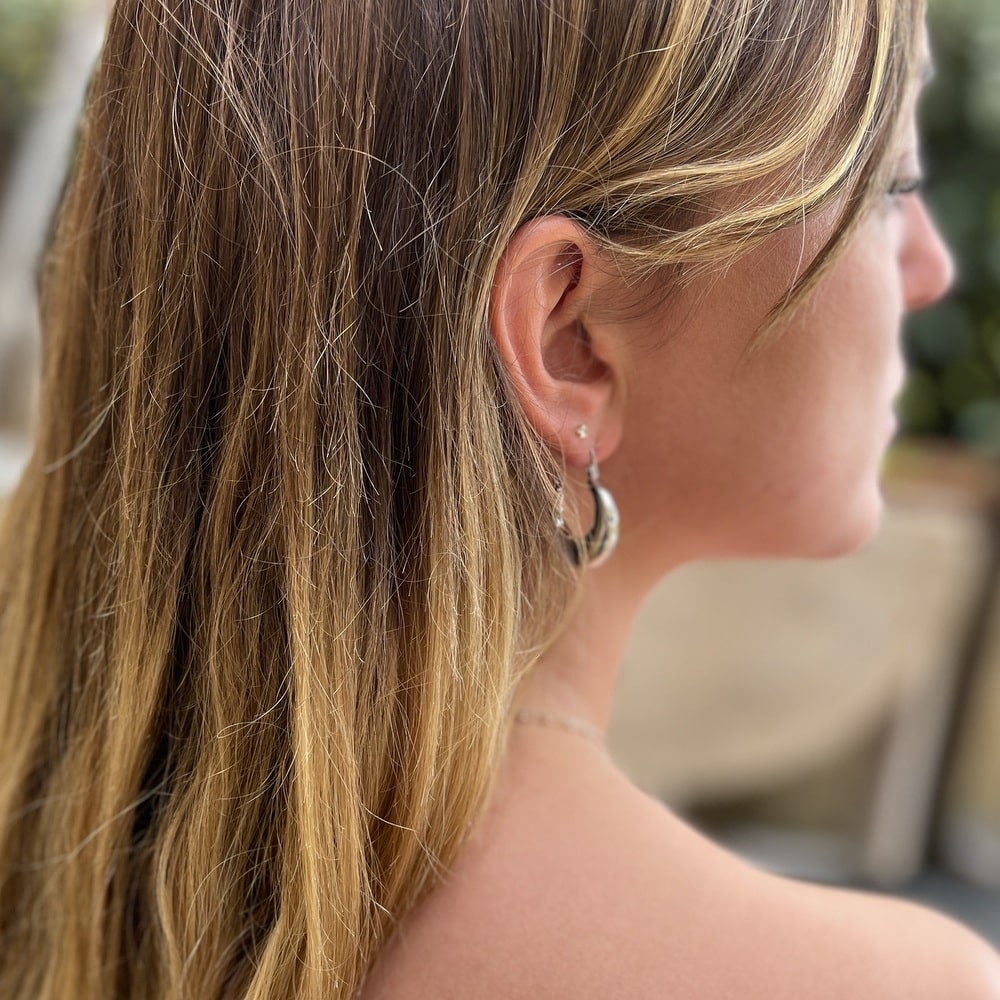 Créoles épaisses acier inoxydable argenté 25mm femme – Image 7