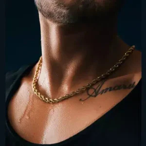 Chaine maille corde or torsade homme Acier doré 6mm