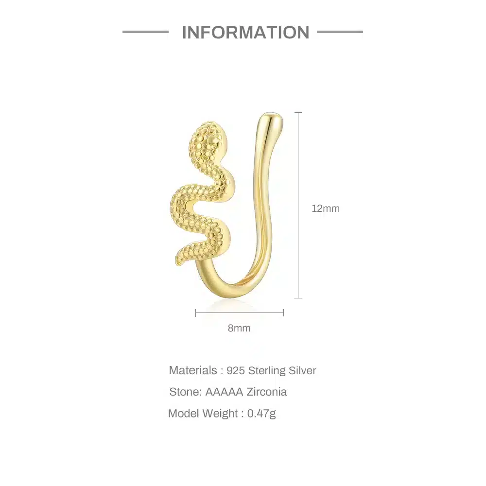 Faux Piercing Pour Le Nez Femme Serpent PlaquĆ© Or ā Image 3