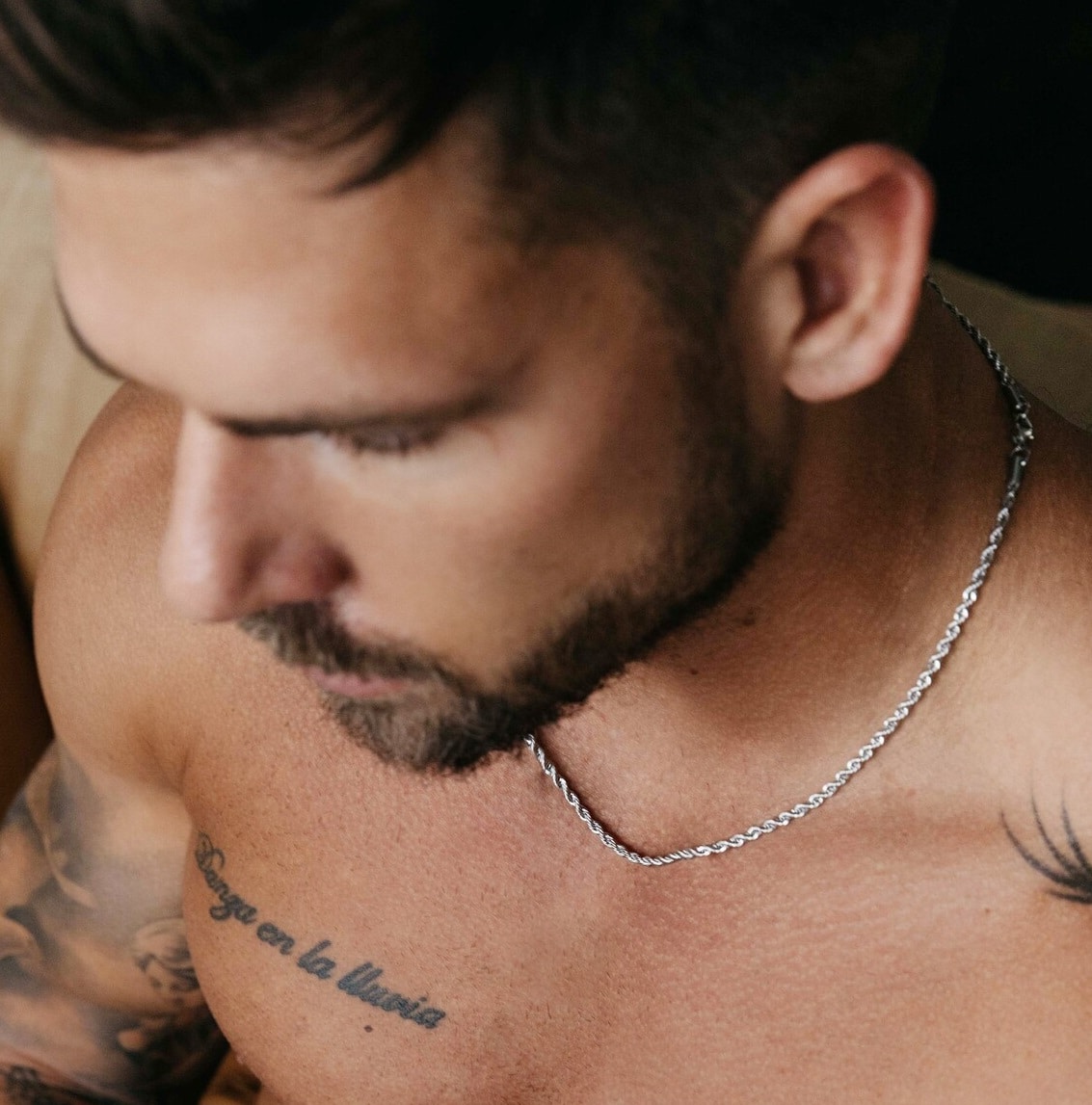 Chaine hommes maille corde Acier inoxydable 3mm