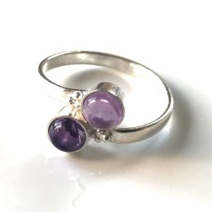 Bague Améthyste Violette Argent plaqué Réglable