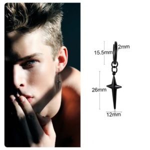 Boucle d’oreille avec une croix quatre pointes Homme Acier ou Argent 925