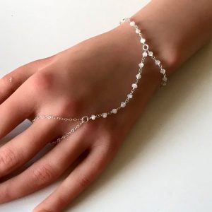 Bracelet en pierre de lune avec bague reliée argent 925