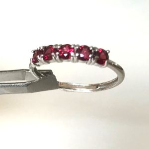 Bague Grenat Rouge Femme 5 Pierres Argent Réglable