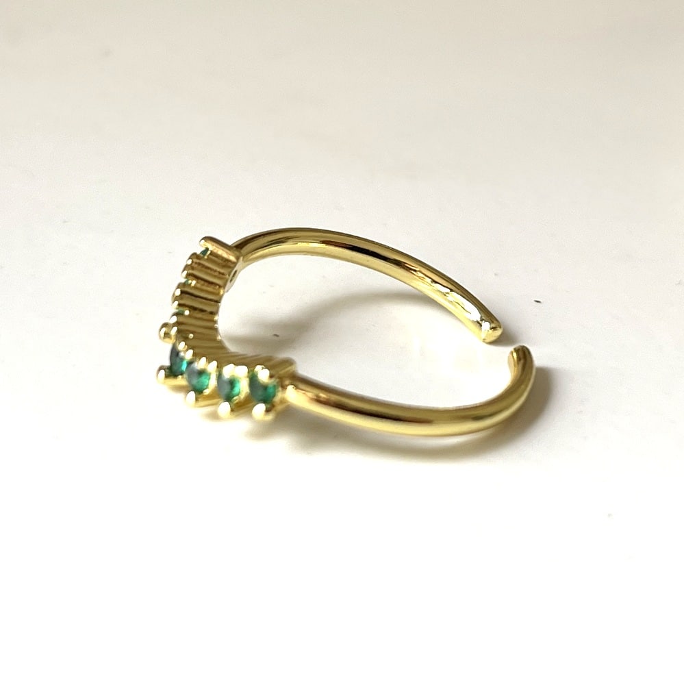 Bague Acier Inoxydable Doré réglable pierres cristal vert – Image 6