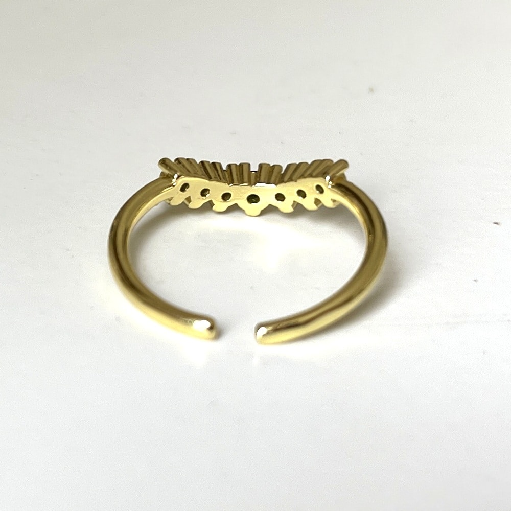 Bague Acier Inoxydable Doré réglable pierres cristal vert – Image 8