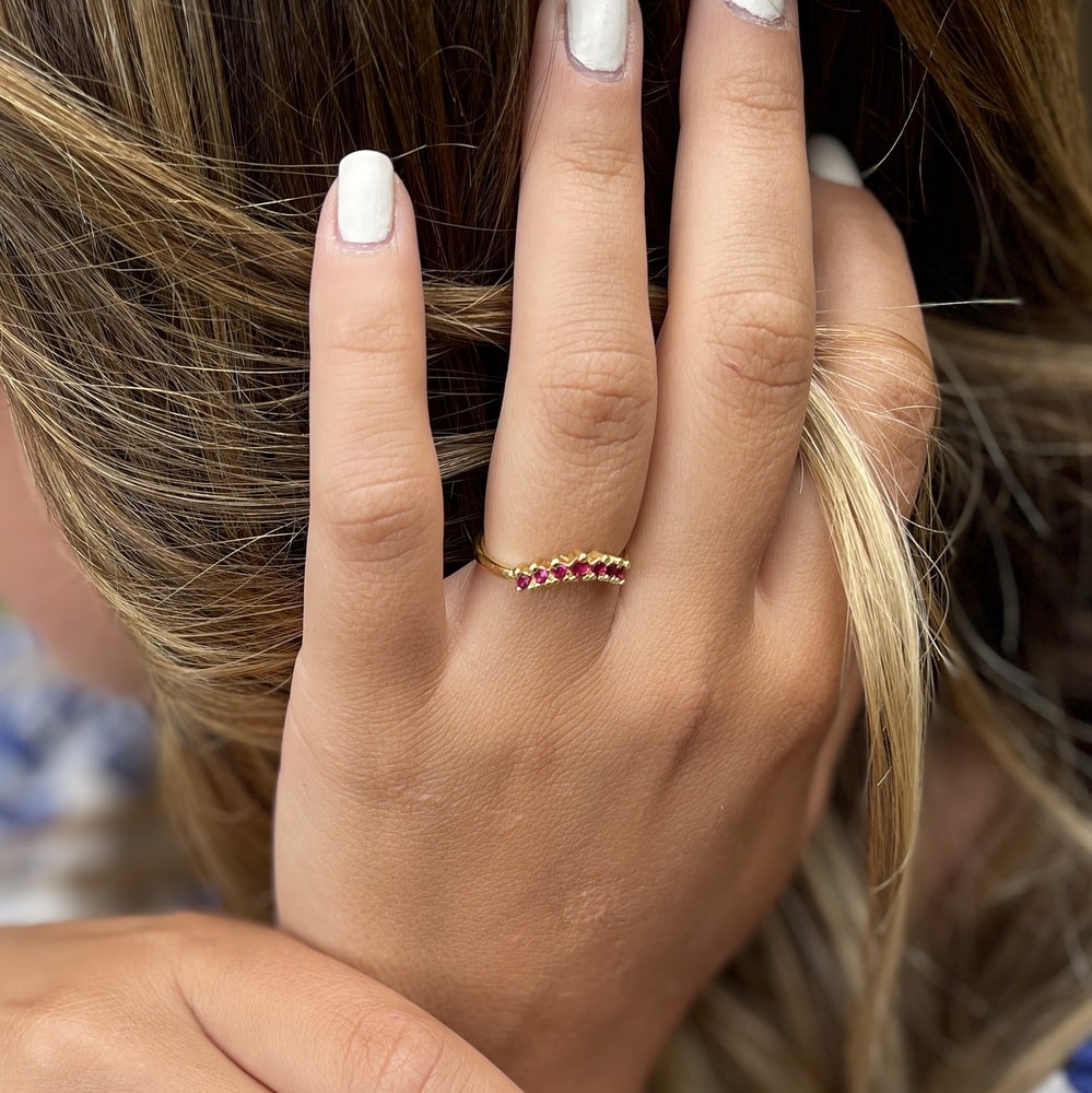 Bague Acier Inoxydable Doré réglable pierres cristal vert – Image 7