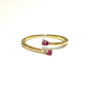 Bague doré acier inoxydable réglable pierres cristal rose