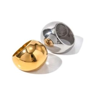 Bague Boule Argent Acier Inoxydable Argenté