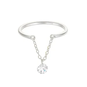 Bague Chainette Diamant Zirconium Et Argent 925 réglable