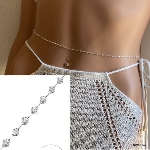 Chaine Ventre Argent 925 Massif Maille Fantaisie Soleil