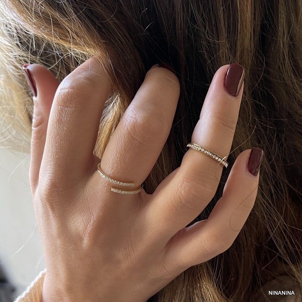 Bague De Phalange Acier Inoxydable Doré Et Zircone – Image 5