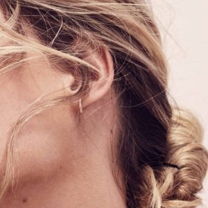 Creoles zirconium Argent 925 Plaqué Or Minimalistes