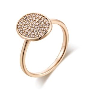 Bague Rose Gold Argent Oxyde De Zirconium Ovale
