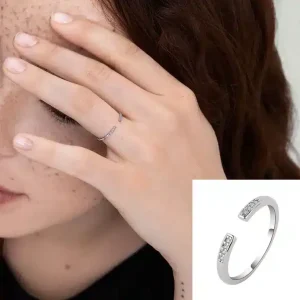 Bague Ouverte Diamant Synthétique Zirconium Argent