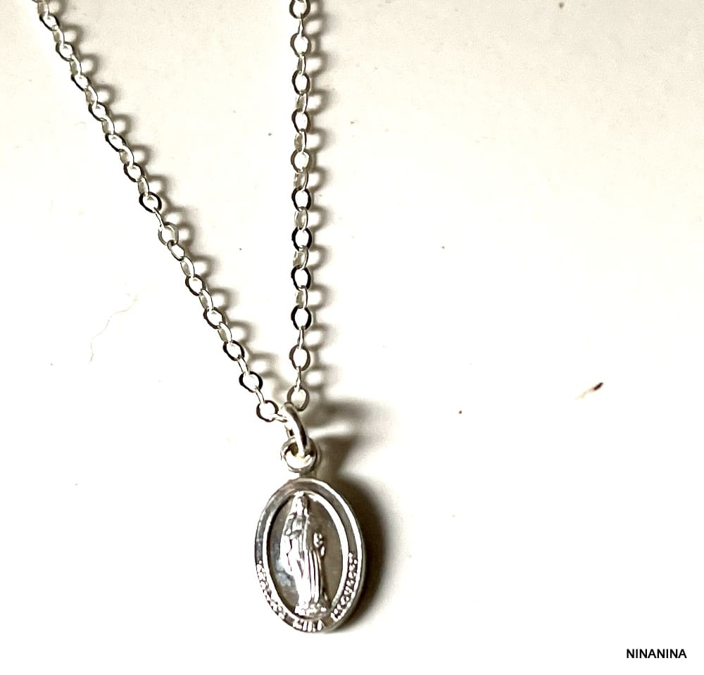 Collier Vierge Marie Pendentif Ovale Argent 925 Femme Fait Main En France – Image 5