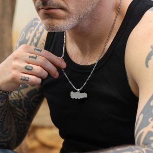 Collier Turquie Pendentif Carte Acier Inoxydable Argent