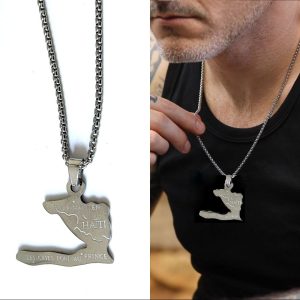 Collier pendentif carte Haïti en acier inoxydable argenté