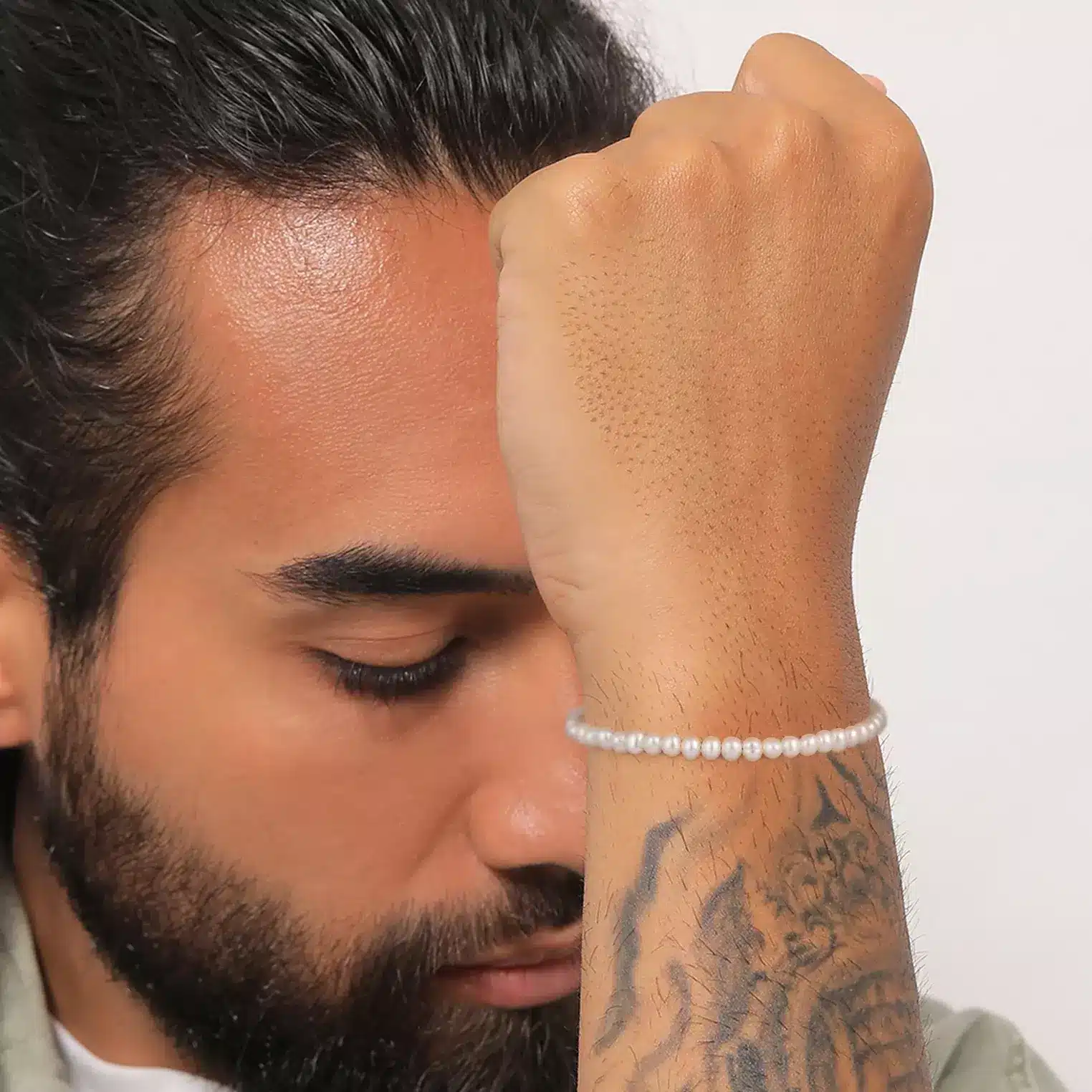 Bracelet Petites Perles Blanches Naturelles Pour Homme Ou Femme – Image 2