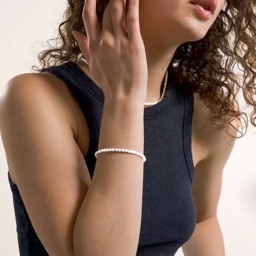 Bracelet Petites Perles Blanches Naturelles Pour Homme Ou Femme – Image 5